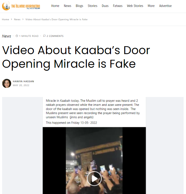 Video About Kaaba’s Door Opening Miracle is Fake 