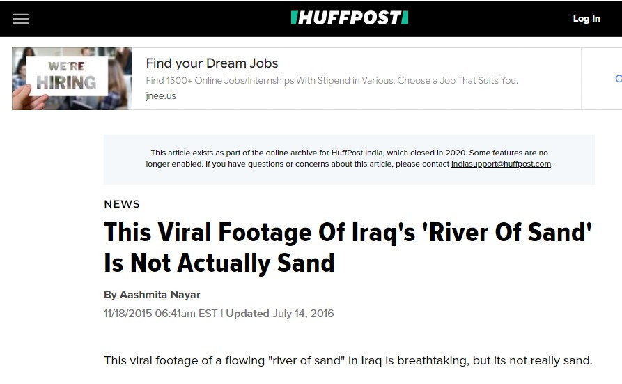 This Viral Footage Of Iraq's 'River Of Sand' Is Not Actually Sand