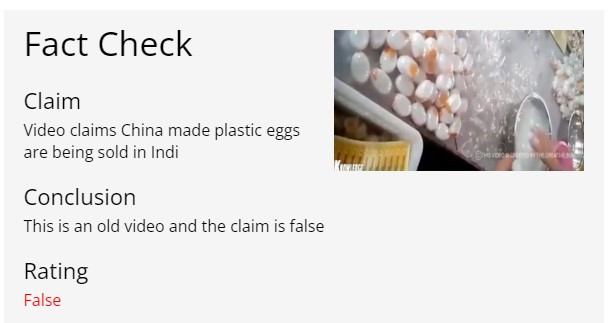 Old FAKE video of China made plastic eggs being sold in India goes viral again 