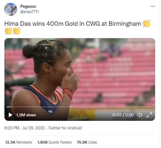 Hima Das wins 400m Gold in CWG at Birmingham 