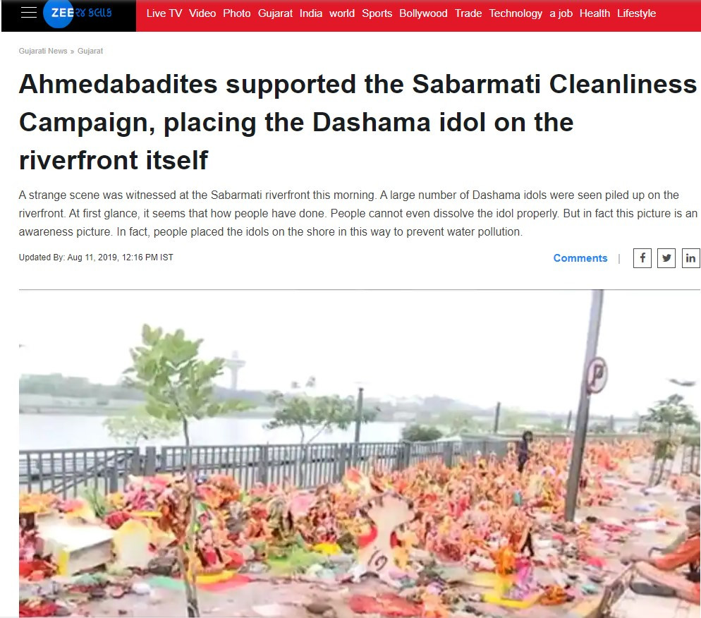Ahmedabadites supported the Sabarmati Cleanliness Campaign, placing the Dashama idol on the riverfront itself 